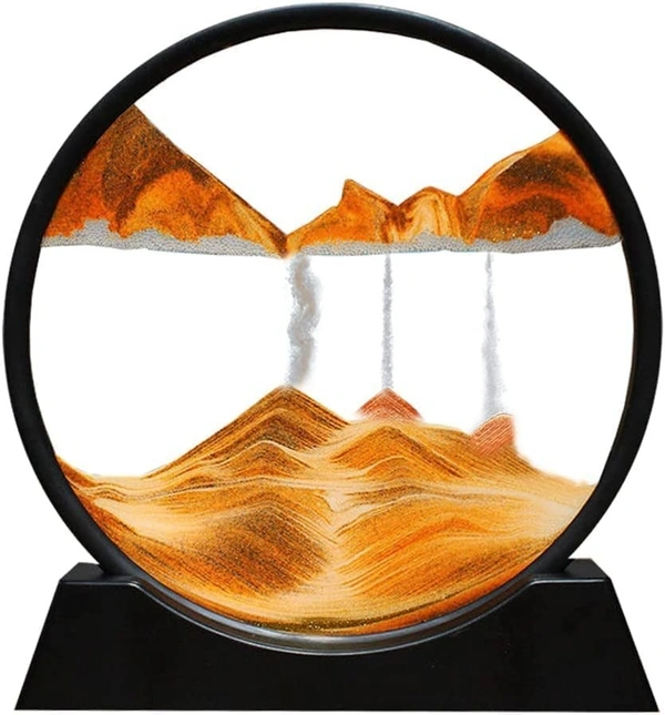 7 inch  3D Dynamic Sand Art Liquid Motion, Moving Sand Art Picture Round Glass 3D Deep Sea Sandscape in Motion Display Flowing Sand Frame Relaxing Desktop Home Office Work Decor (Multi Color, 7 inch)