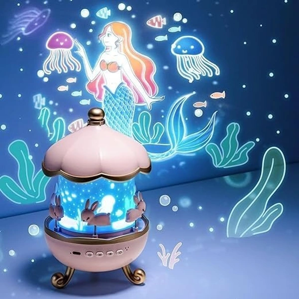 Bunny Night Light Cabin Projector Lamp 360° Rotatable LED Night Lamp for Kids Room Decor, Kids Night Lights for Girls Bedroom 6 Film Shade, Star Projector, USB Powered Birthday Gift for Kids