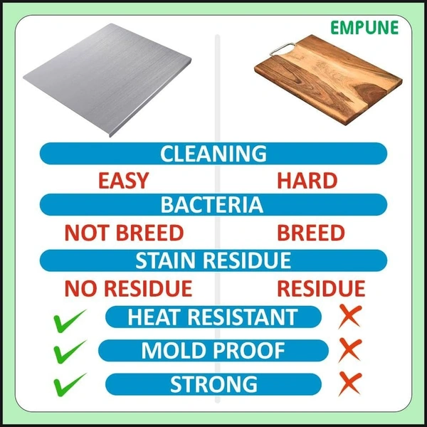 304 Stainless Steel Chopping Board with Lip for Kitchen | with 2 Steel Straw | for Cutting Vegetables, Meat,Fish,Fruits | Medium | 40 x 32 cm