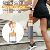 550 ML Borosilicate Glass Water Bottle with Bamboo Lid and Silicone Sleeve - BPA-Free  - Navy Blue