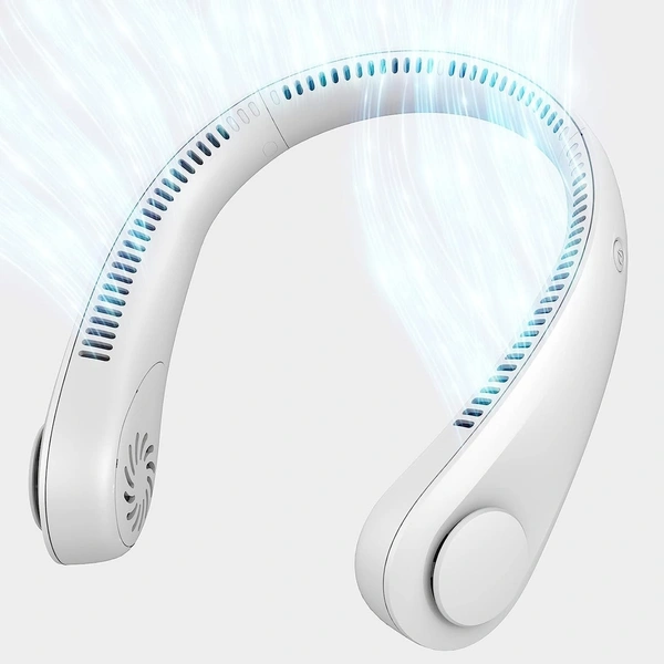 Portable Neck Fan, Bladeless Cooling Fan, 8H Working Time, Headphone Design Personal Fan, Adjustable Neck Fan with 3 Speeds, for Travel Desk Bedroom