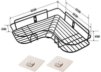 Wall Mounted Self-Adhesive Bathroom Corner Shelf/Kitchen Rack & Holder - Bathroom Accessories (Material-GI Metal, Powder Coated Finish, Black)