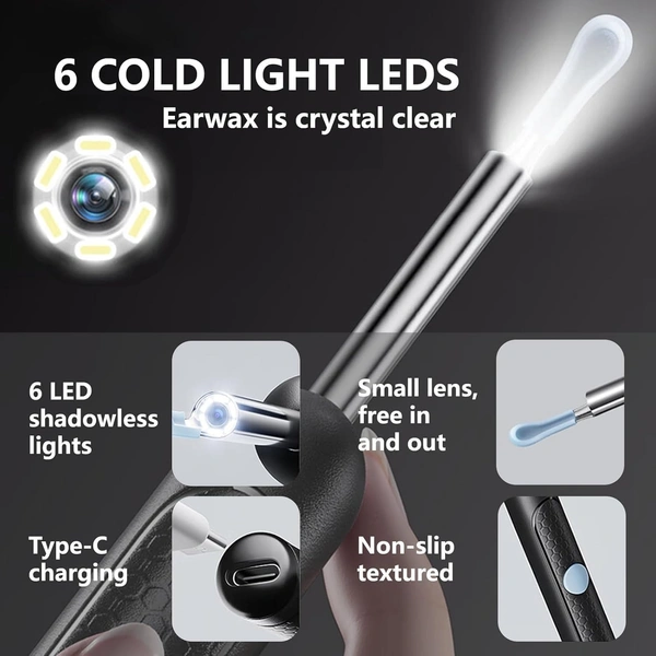 Ear Wax Removal Tool with 1080P HD Camera, LED Light Otoscope Ear Cleaner Kit, Endoscope Earwax Remover for iPhone & Android, Ear Cleaning Camera Tool for Adults & Kids (Multicolor)