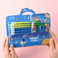 Stationary Set for Kids, Cartoon Theme Stationary Kit for Boys, Pencil Set for Kids, Eraser Set for Kids, - Stationary Kit Set for Boys/Birthday Gifts for Kids (GP 8001-E)