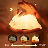 Kids Cute Little Rabbit Night Light Touch Silicone Animal Night Lamp | Rechargeable LED Bedside Lamp for Children's Bedroom | Ideal Gift for Boys, Girls, Toddlers, and Nursery