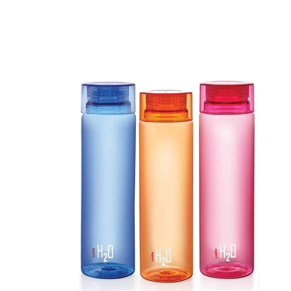 H2O Round Unbreakable Plastic Water Bottle | Lid is sealed by a silicone ring | Leak proof & break-proof | Best Usage for Office/School/College  - 1000ML
