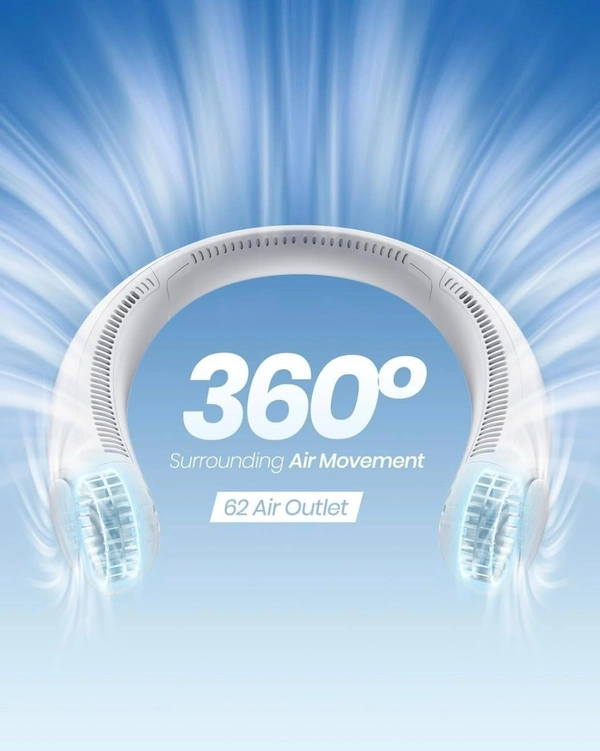 Portable Neck Fan, Bladeless Cooling Fan, 8H Working Time, Headphone Design Personal Fan, Adjustable Neck Fan with 3 Speeds, for Travel Desk Bedroom