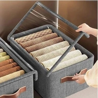 26l Storage Organizer Box with Lid Handles Foldable Metal