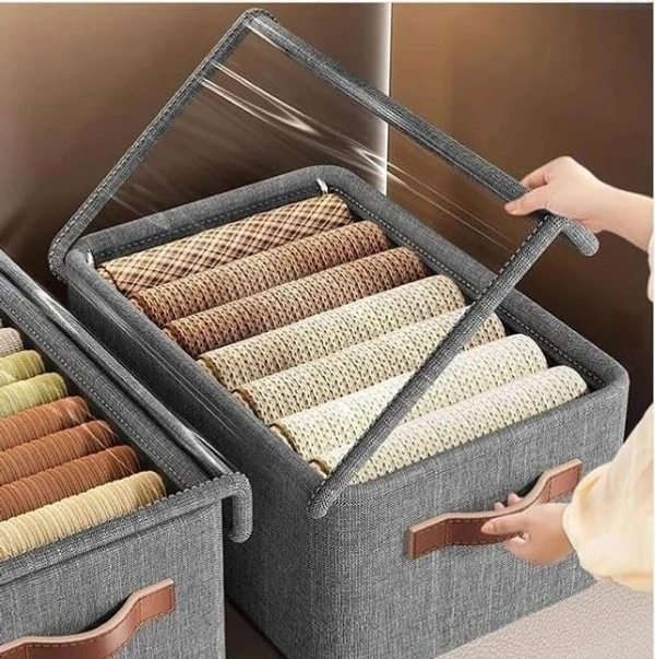 26l Storage Organizer Box with Lid Handles Foldable Metal