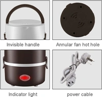 Electric Lunch Box, Portable Food Lunch Heater,3 Layers 2L Portable Electric Lunch Box Food Storage Heater Container Rice Cooker