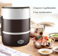 Electric Lunch Box, Portable Food Lunch Heater,3 Layers 2L Portable Electric Lunch Box Food Storage Heater Container Rice Cooker
