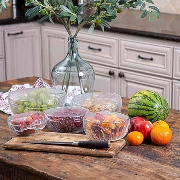 100pcs Plastic Bags Food Cover Fresh Keeping Reusable Elastic Food Storage Covers with Stretch Adjustable Bowl Lids Universal Kitchen Wrap Seal Bags for Food Vegetables Fridge Storage
