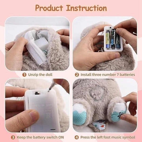 Breathing Teddy Bear, Portable Plush Sound Machine with Music Lights & Breathing Motion for Newborns Baby Gift for Kids