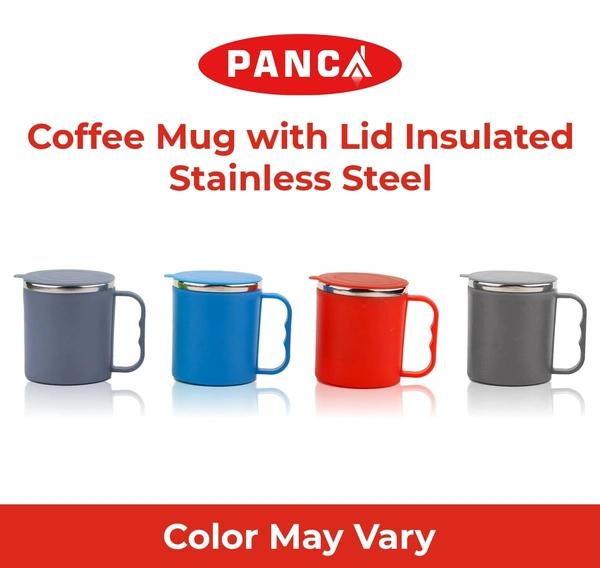 Coffee Mug with Lid Insulated Stainless Steel for Tea Milk Mug Inner Stylist Double Wall Cup for Home Office Restaurant Use Gift Pack of 1