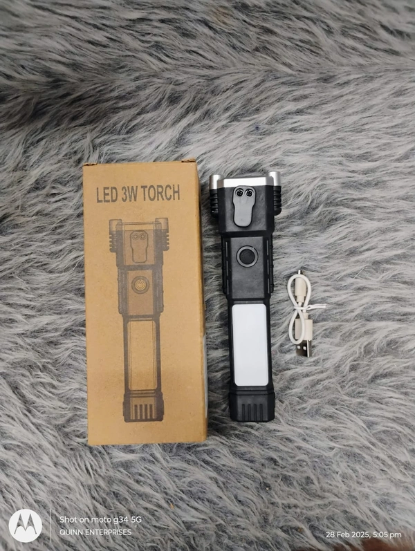 Torch Light,LED 3W Torch Light Rechargeable Torch Flashlight,Long Distance Beam Range Car Rescue Torch with Hammer Window Glass and Seat Belt Cutter Built Portable