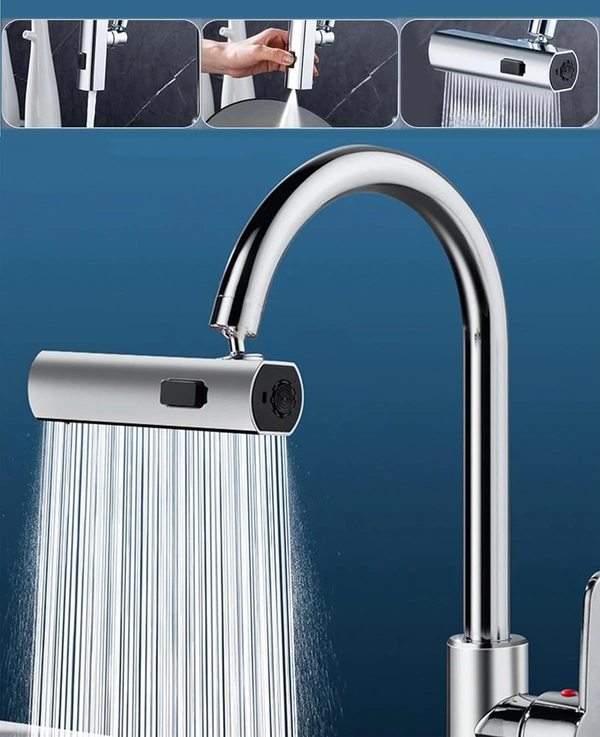 3 in 1 Waterfall Kitchen Faucet,360° Swivelling Anti-Splash Sink Faucet Sprayer Adapter,Waterfall Faucet with Pull Down Sprayer,Universal Tap Extender for Kitchen and Bathroom Sink and Wash Basin