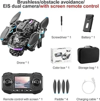 Screen Remote Control Drone with Camera & 8GB Storage Card for Adults 1080P Screen Remote Control Brushless Motor Drones With Cool Lights RC Quadcopter Altitude Hold Obstacle Avoidance For Kids Adults