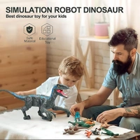 Walking Dinosaur Toys - The Realistic Veleceraptor Dinosaur Toy with Roaring Function, Simulation Flame Mist Spray and Realistic Sounds Actions Best Gift for Kids