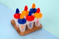 Set of 6 Plastic Reusable Rocket ice Pop Makers, Homemade Popsicle/Frozen Ice Cream/Kulfi Candy for Children & Adults - Multicolor