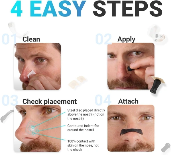 15pc Magnetic Nasal Strips for Breathing | Anti Snoring Nose Clip | Skin Safe Sleep Nasal Strips | Nasal Dilators For Breathing | Instant Releif From Snoring