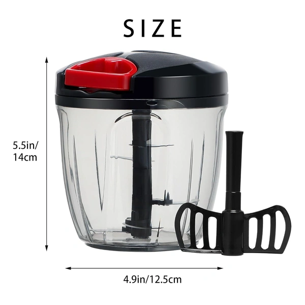 Plastic 2 in 1 Vegetable Fruit Nut Onion Handy Chopper, Meat Grinder Mixer Food Processor Slicer Shredder Salad Maker Tools (900ml, XL, Multicolour)