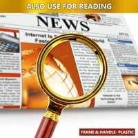 60mm Magnifying Glass for Reading/Map, Double Glass High Power Antique Handheld Magnifier Glass for Kids (Golden) - 60mm