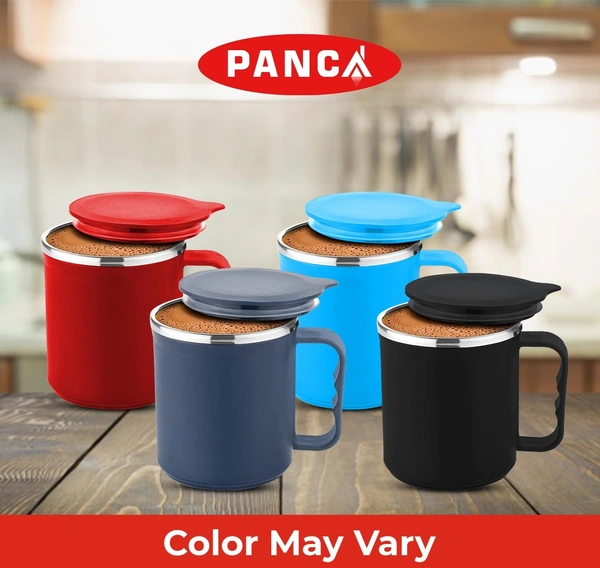 Coffee Mug with Lid Insulated Stainless Steel for Tea Milk Mug Inner Stylist Double Wall Cup for Home Office Restaurant Use Gift Pack of 1