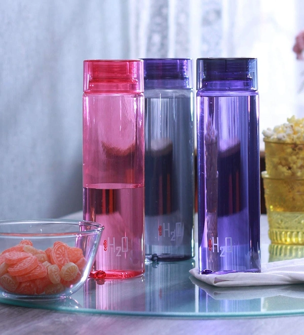 H2O Round Unbreakable Plastic Water Bottle | Lid is sealed by a silicone ring | Leak proof & break-proof | Best Usage for Office/School/College  - 1000ML