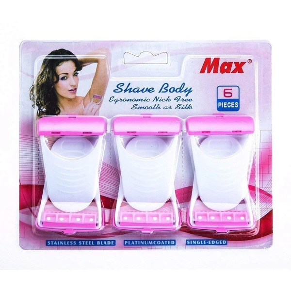 Women's Disposable Plastic Hair Razor & Bikini Shaving Razor For Women- Pack Of 1 (6 Pcs)