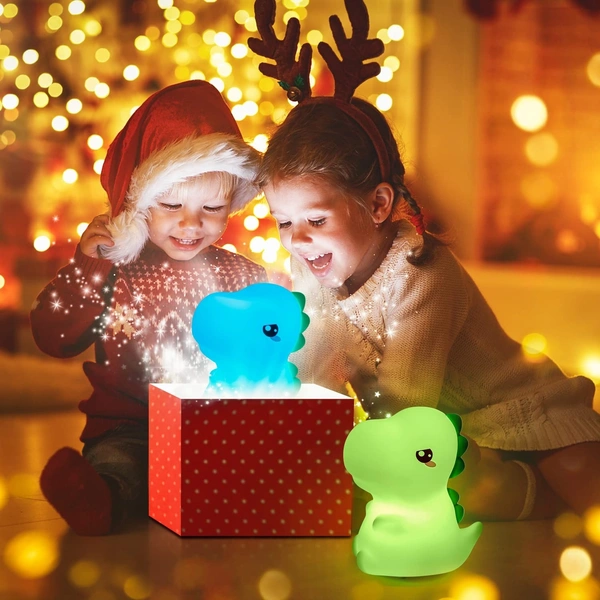 Dinosaur Night Light for Kids, 16 Color Changing Kids Night Light, Silicone Dinosaur Room Decor for Boys Night Light, Portable Battery Baby Night Light Dinosaur Lamp, Cute Lamp Dinosaur Gifts