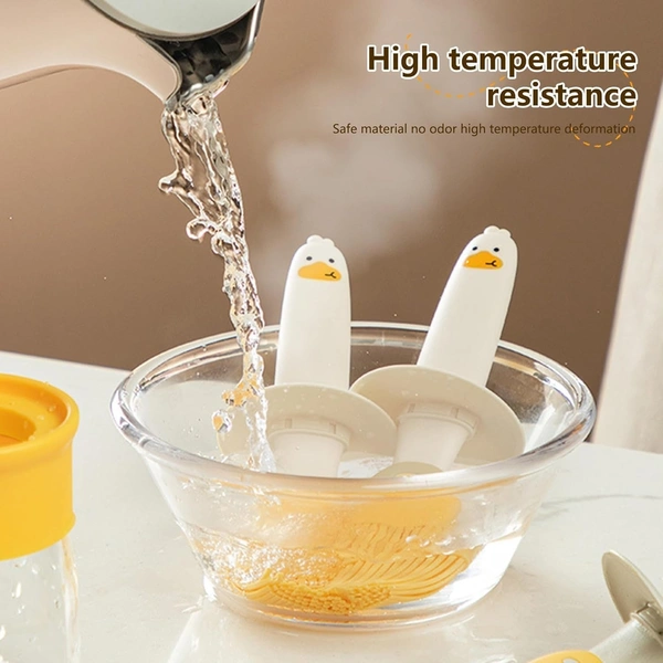 2-in-1 Duck Oil Dispenser Bottle with Silicone Basting Brush – High Temperature Resistant Olive Oil Dispenser for Kitchen, Plastic Oil Bottle with Brush for Cooking & Grilling, Hb Mart Oil Basting Set