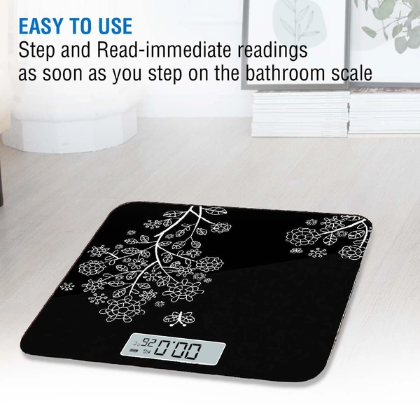 Flora Digital Weight Scale for body weight, LCD Panel, Electronic Weighing scale with thick tempered glass, High Precision Sensors accurate weight machine