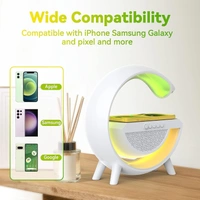 G Speaker Lamp - APP Control 3 in 1 Multi-Function Bluetooth Speaker with Wireless Fast Charging, RGB Light and Sunrise Alarm Clock for Bedroom & Bedside Table Wireless Charger Lamp