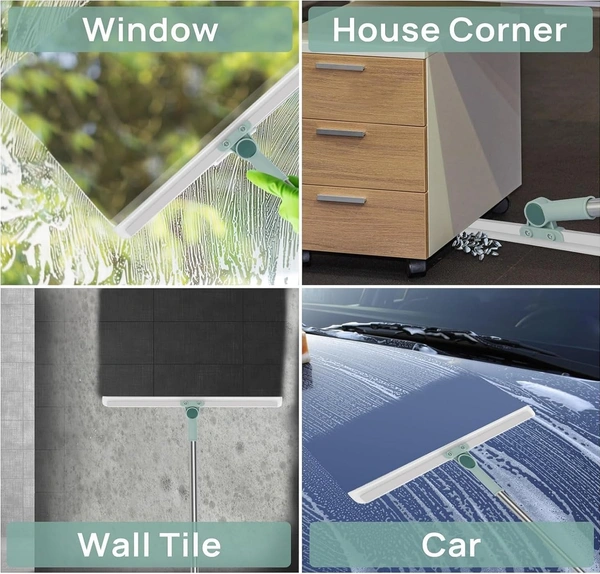 Slim Wiper with Adjustable Long Handle 180° Rotatable Silicone Squeegee Scrubber,Easy to Clean,Great for Removing Stubborn Hair from Carpets,Stairs-Durable Plastic/Metal Household Sweeper