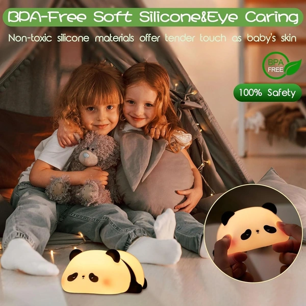 Cute Silicone Sleeping Panda Night Light,Squishy LED Beside Lamp for Kids with Touch Sensor, Nursery Rechargeable Novelty Animal Lamp, Breastfeeding Lamp for Baby & Toddlers (Sleeping Panda)