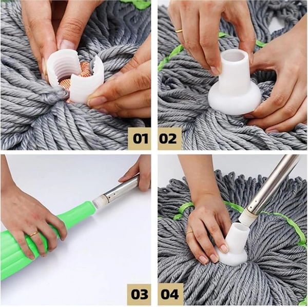  2 in 1 Dehydrated Mop, Self-Wringing Twist Mops for Floor Cleaning, 360 Degree Spin Round Wall Cleaning Mop, Microfiber Ecloth Mop Wet and Dry for Bathroom Floor Wall Bed