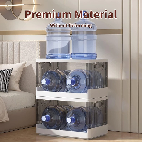 Folding Storage Boxes Set 50L Collapsible Storage Bins,Foldable Stackable Plastic Storage Boxes For Organizing with Double Doors & Secure Buckle for Home, Office, Bedroom 