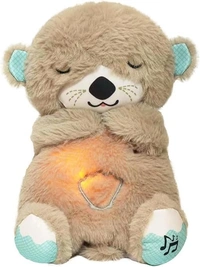 Breathing Teddy Bear, Portable Plush Sound Machine with Music Lights & Breathing Motion for Newborns Baby Gift for Kids