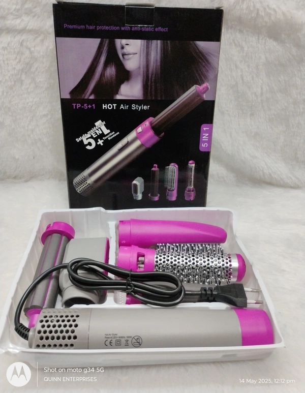 5 IN 1 Hair Styler Dryer Comb and Styling Tool for Curly Hair, Straightening, Curling, Drying, Combing