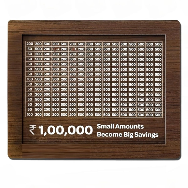 Money Saving Box for Kids & Adults, Coin Box, Savings Box, Piggy Bank, Smart Money Box, Wooden Coin Box, Money Saver, Piggy Bank with Numbers, Target 100000 Rupees Savings Box