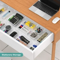  Acrylic Cosmetics Drawer Organizer Storage Bins With Various Size For Kitchen, Office, Bathroom, Vanity Makeup Organiser - MEDIUM 3*6 INCH