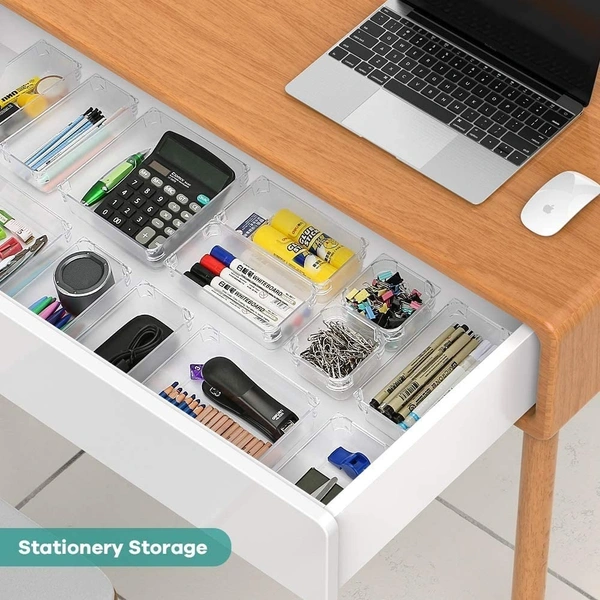  Acrylic Cosmetics Drawer Organizer Storage Bins With Various Size For Kitchen, Office, Bathroom, Vanity Makeup Organiser - MEDIUM 3*6 INCH
