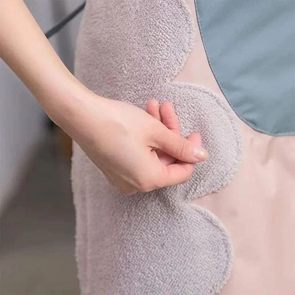 Kitchen Apron with Front Pocket and side Coral Velvet for Wiping Hands Towel PVC Waterproof Unique Design Cooking Fits Men/Women Home Restaurant