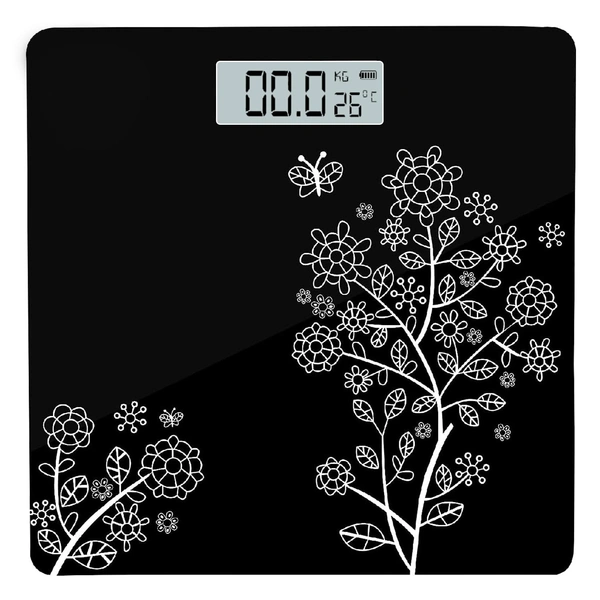 Flora Digital Weight Scale for body weight, LCD Panel, Electronic Weighing scale with thick tempered glass, High Precision Sensors accurate weight machine