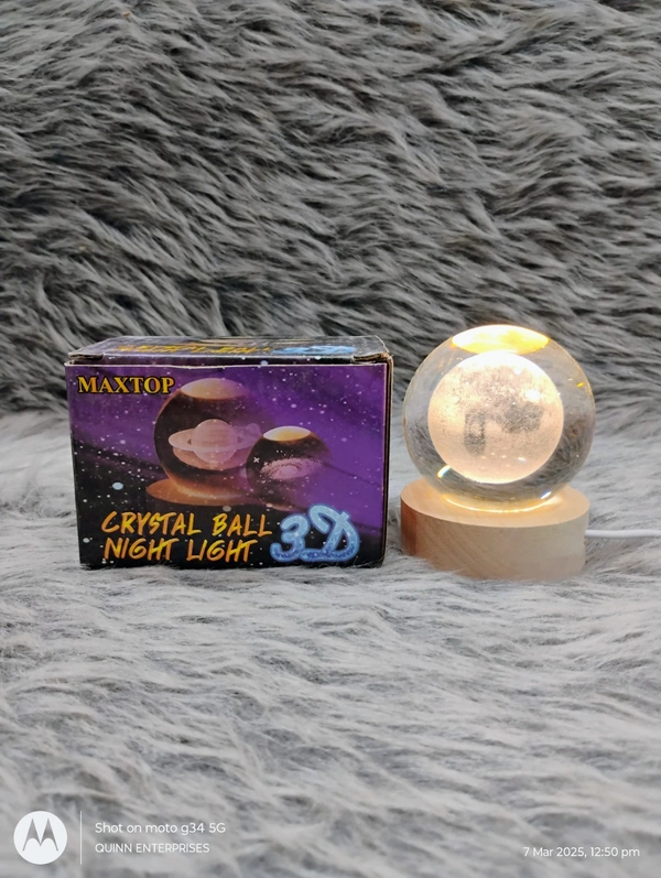 Crystal Ball Night Light, Glass Ball Light, Led Lamp with Wooden Stand, Decorations Gifts for Men, Women, Boys, Girls, Kids, Teenagers