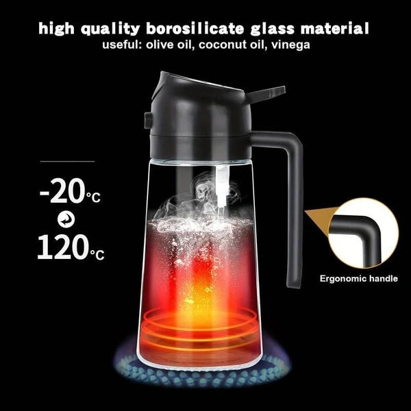 Oil Sprayers, 2 In 1 Olive Oil Dispenser & Oil Sprayer Oil Pots For Kitchen, Salad,Bbq,Roasting, Oil Vinegar Bottle Dual-Use Kitchen Cooking Tool (Multi Color) - Glass, 550 Ml