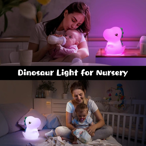 Dinosaur Night Light for Kids, 16 Color Changing Kids Night Light, Silicone Dinosaur Room Decor for Boys Night Light, Portable Battery Baby Night Light Dinosaur Lamp, Cute Lamp Dinosaur Gifts