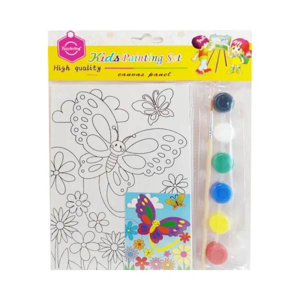 Mini Pre-Drawn Canvas Panel with Poster Colors & Brush