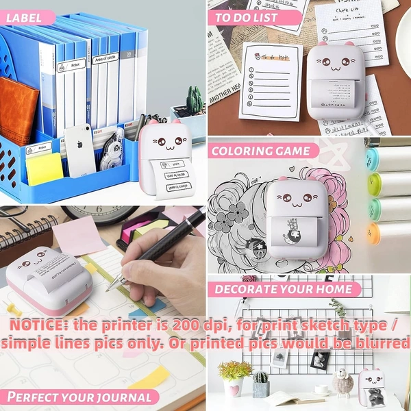 Mini Bluetooth Thermal Printer, Portable Label Printer Inkfree Printer
