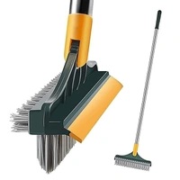 Bathroom Cleaning Brush with Wiper 3 in 1 Tiles Cleaning Brush Floor Scrub Bathroom Brush with Long Handle 120° Rotate Bathroom Floor Cleaning Brush Home Kitchen (3 in 1 Brush)